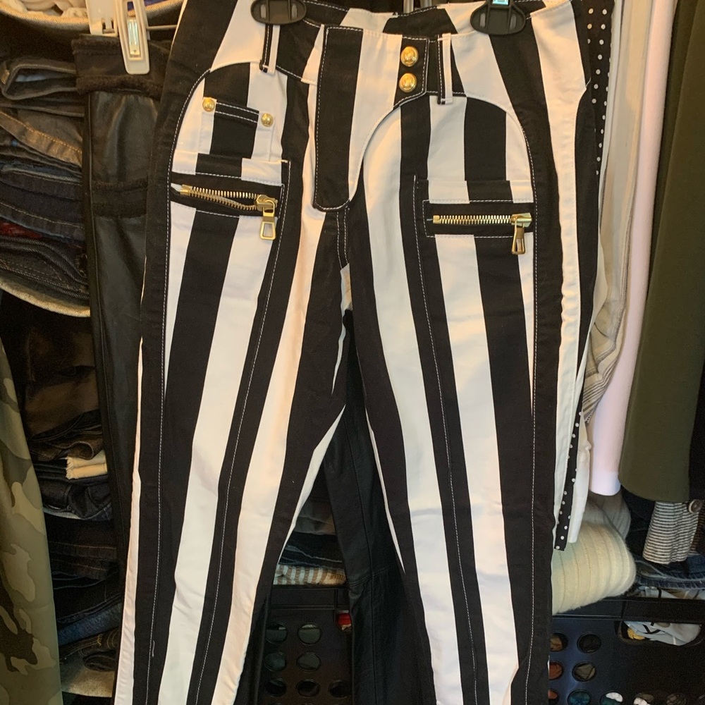 Balmain h&m size 6 black and white jeans